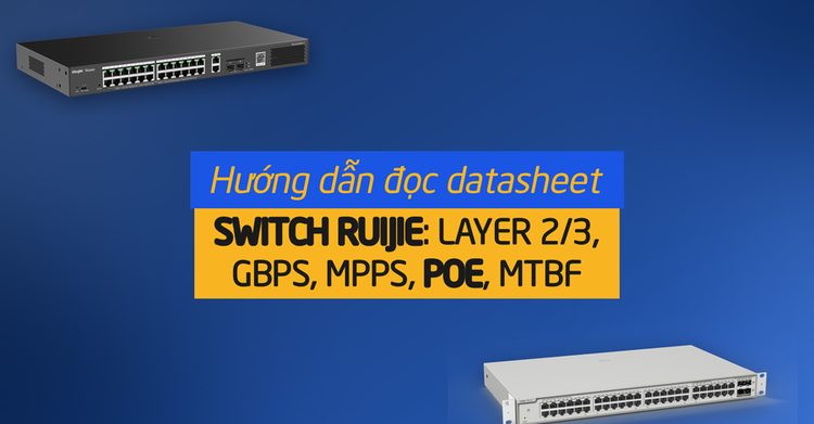Hướng dẫn đọc datasheet switch Ruijie: Layer 2/3, Gbps, Mpps