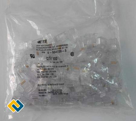 Mod Plug, RJ45, 8 Pos, Oval, Unshielded Đầu nối của AMP hỗ trợ cho loại cáp cứng (solid) với những ứng dụng mạng hay điện thoại. Đầu nối AMP được chế tạo và bán dưới sự cho phép của AT&T