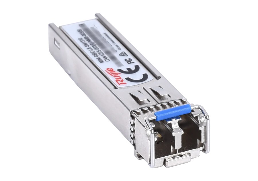 Module MINI-GBIC-LX-SM1310 nhìn nghiêng, đầu Duplex LC ở phía trước