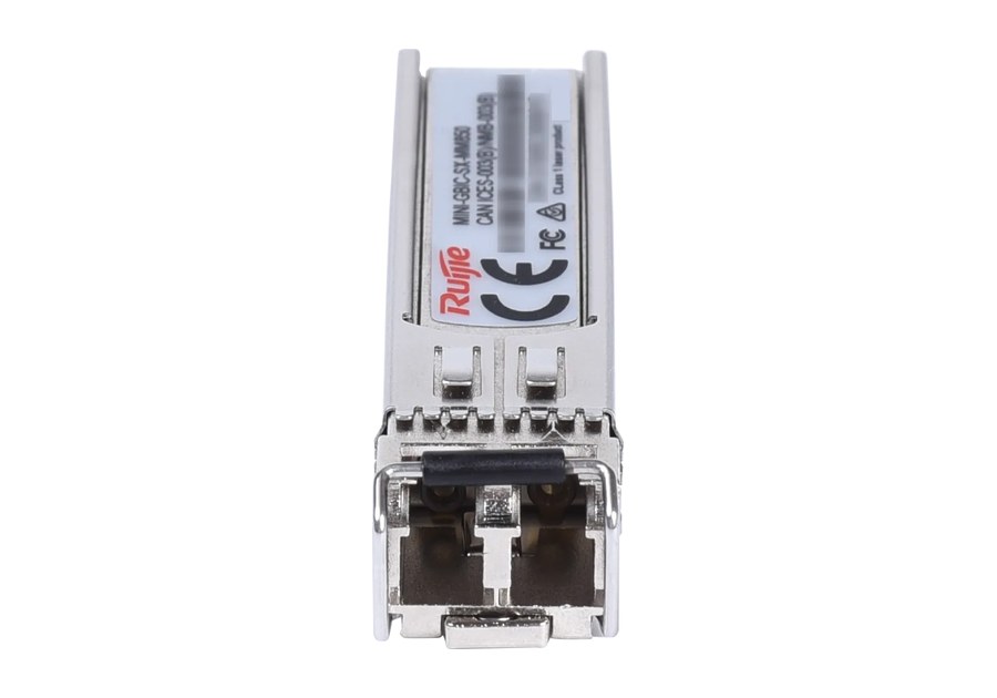 Module MINI-GBIC-SX-MM850 nhìn thẳng vào đầu nối Duplex LC