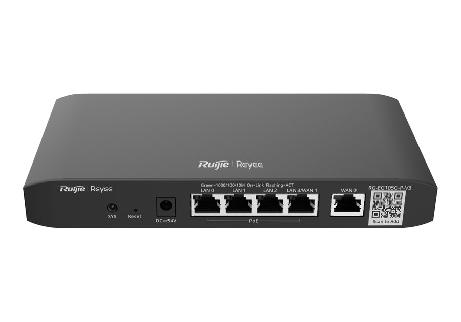 Router PoE Ruijie RG-EG105G-P-V3 nhìn thẳng mặt trước, ảnh chính hãng