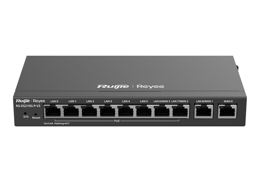 Router PoE Ruijie RG-EG210G-P-V3 nhìn thẳng mặt trước, ảnh chính hãng