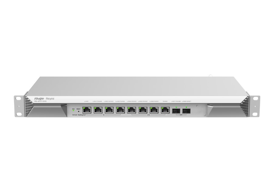 RG-EG710XS nhìn chéo từ trên, router lắp tủ rack chiếm 1U