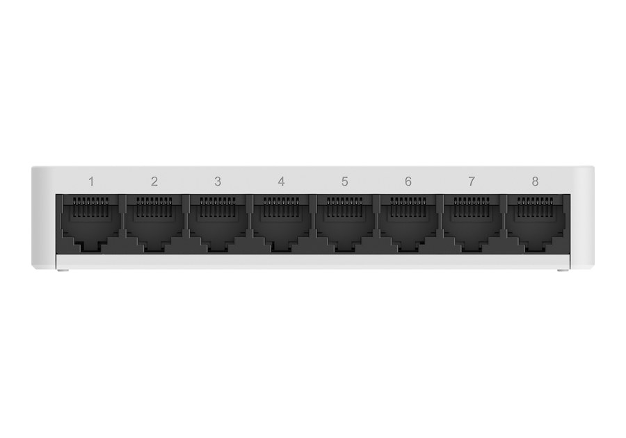 RG-ES08G-L chụp thẳng mặt trước, 8 cổng 10/100/1000BASE-T