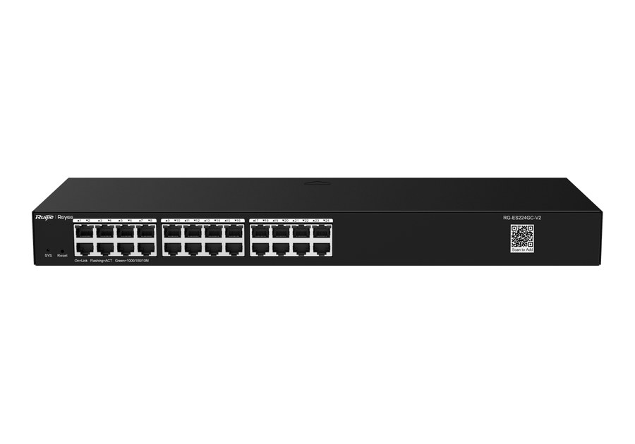 Mặt trước RG-ES224GC-V2 với 24 cổng gigabit, ảnh chính hãng Ruijie