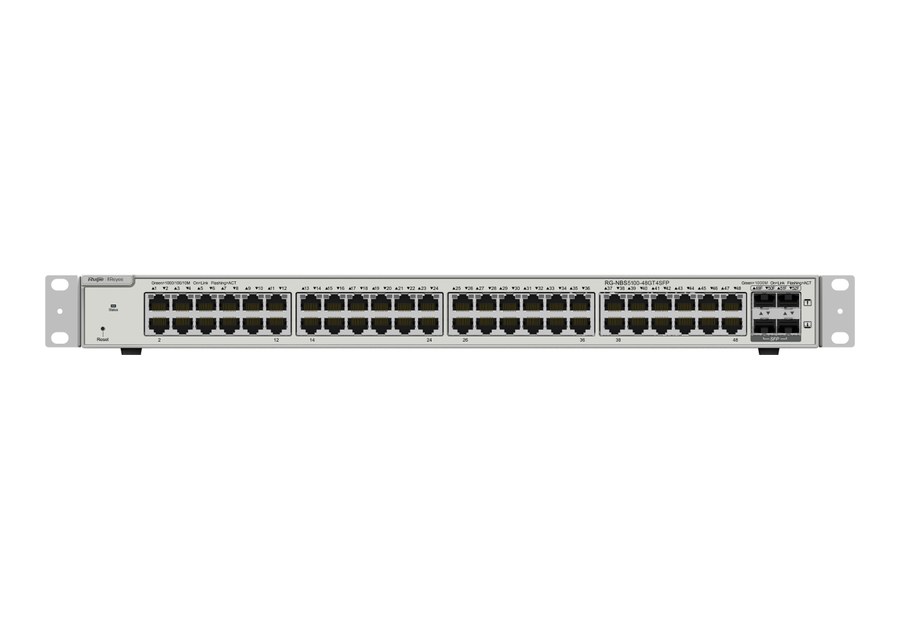 RG-NBS5100-48GT4SFP nhìn thẳng mặt trước, 48 cổng RJ45 và 4 khe SFP