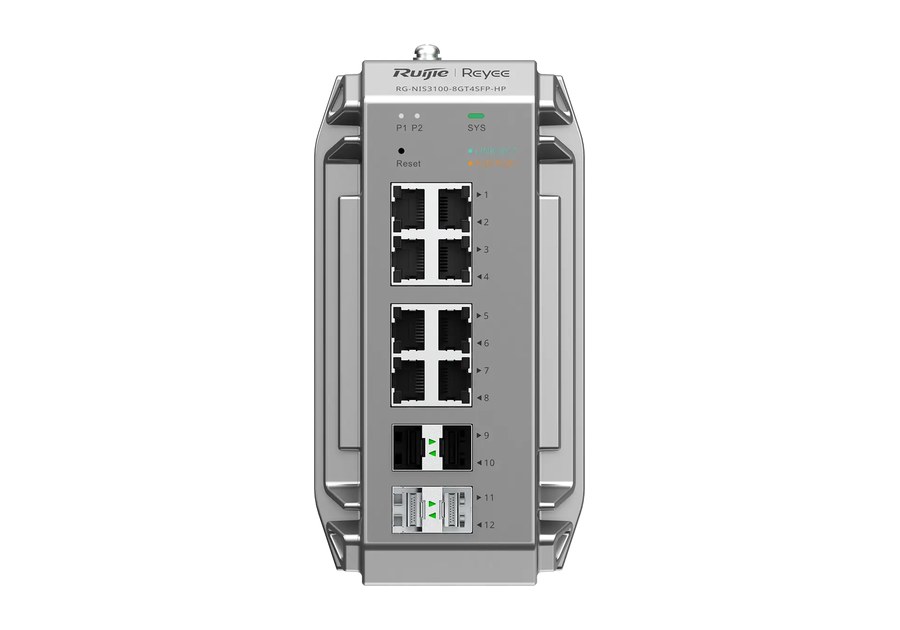 RG-NIS3100-8GT4SFP-HP nhìn thẳng phía trước với 8 cổng RJ45 và 4 cổng SFP