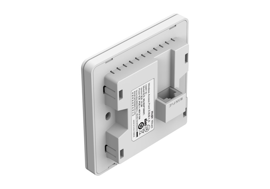 Mặt sau RG-RAP1200(F) nhìn nghiêng, máy lắp trên hộp nối theo datasheet