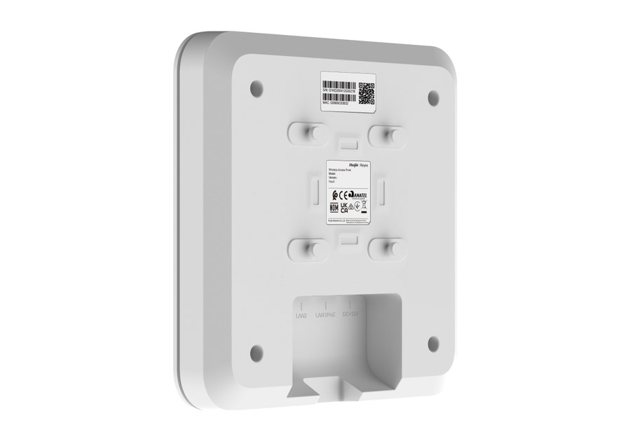 Mặt lưng RG-RAP2200(E) nhìn nghiêng; máy lắp trần hoặc tường theo datasheet