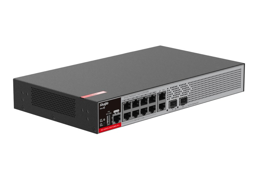 RG-S2915-10GT2MS-P-L nhìn nghiêng, thân 297 × 170 × 44,5 mm theo datasheet