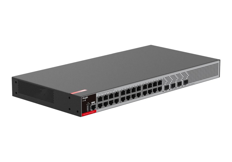 RG-S2915-24GT4MS-L nhìn nghiêng, khổ 440 × 220 × 43,5 mm, cao 1 RU